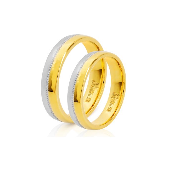 Pair of yellow and white gold wedding rings two tone Stergiadis 3,50mm 20-20